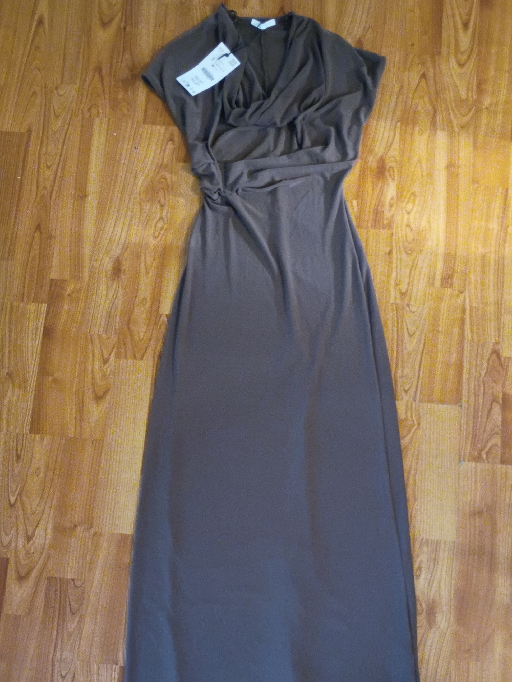 Zara Brown Maxi Dress with Side Twist